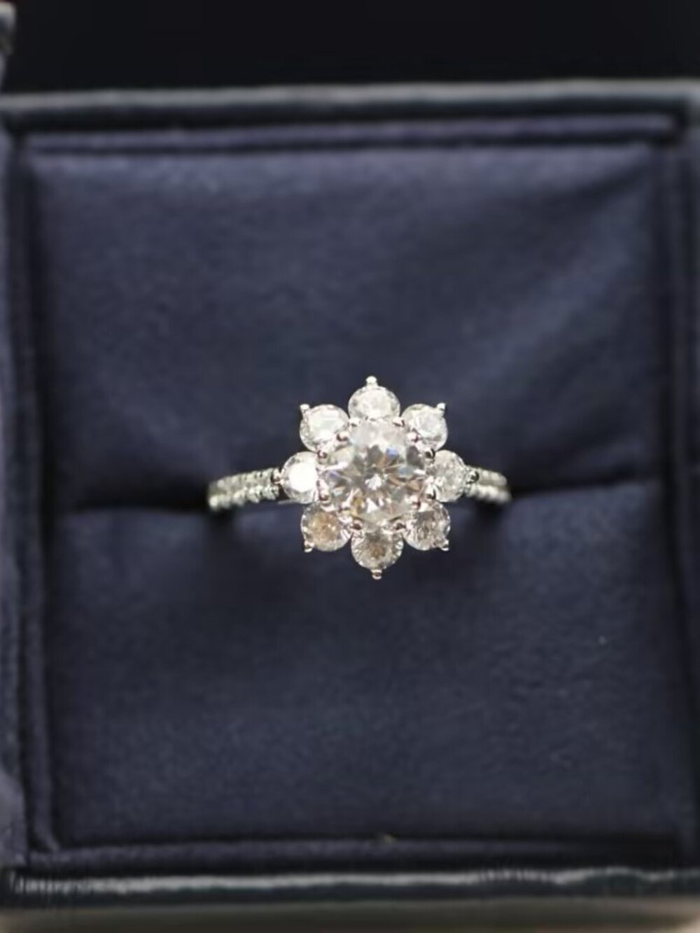 Harry Winston Style Sunflower Diamond Halo Ring